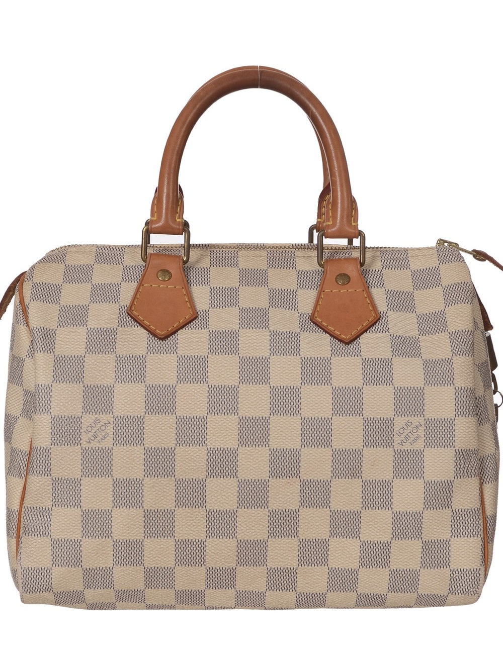 ♥️Louis Vuitton Speedy 35 Inspired Beige Checkered Satchel Bag with Brown Handle
